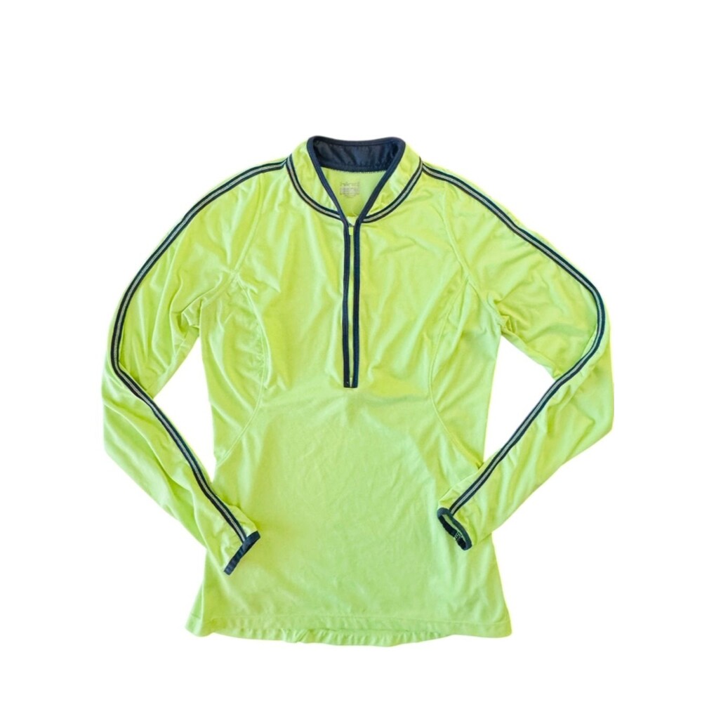 Hind Women's Neon Yellow 1/4 Zip Running Shirt Medium Reflective Activewear